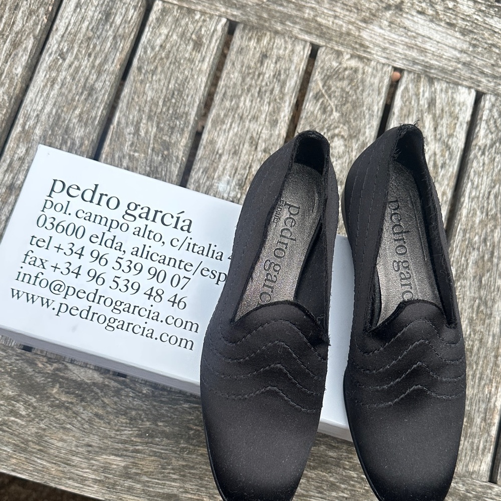 Pedro Garcia Black Satin Loafers